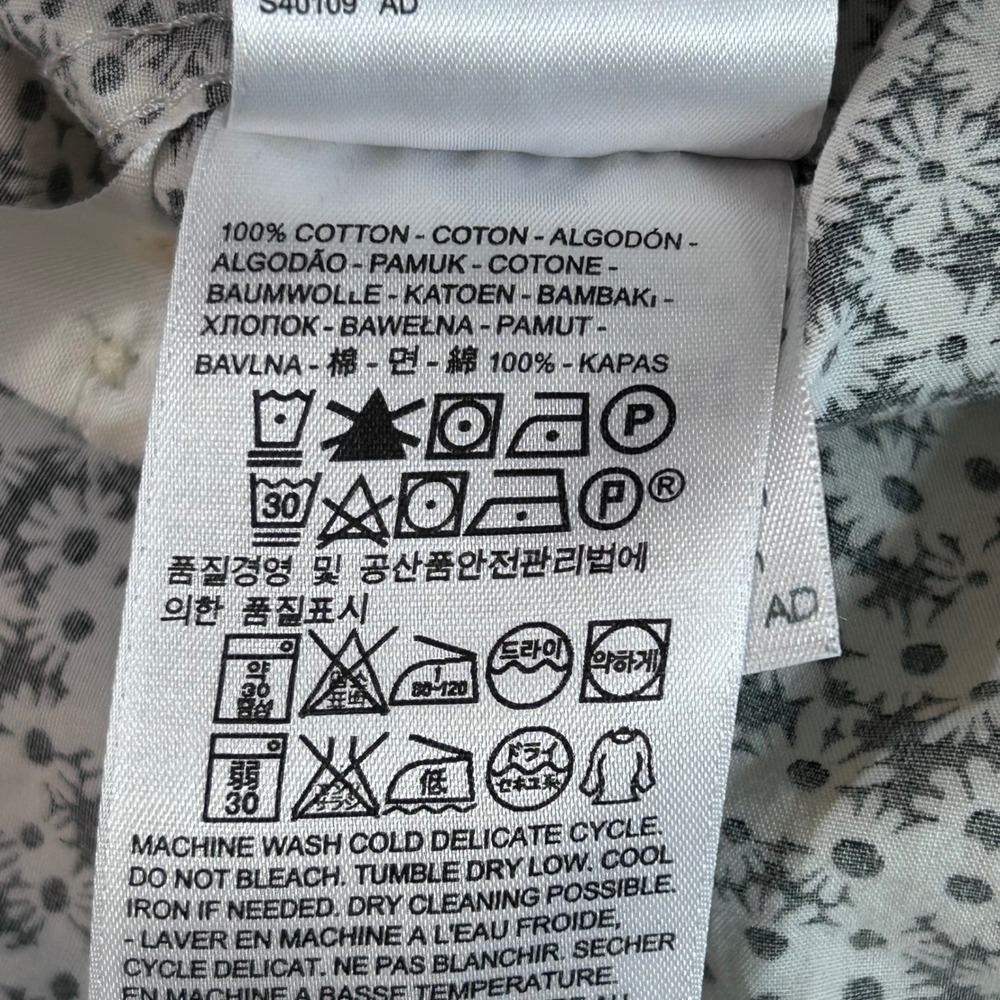 Levis Mens Short Sleeve Button Down Shirt Black White Floral Daisy Cotton Small - Picture 4 of 8